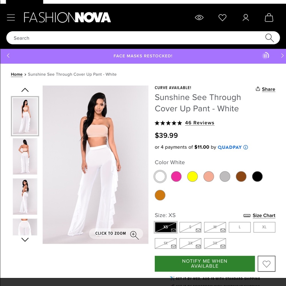 Fashion Nova Sheer Cover Up Pants